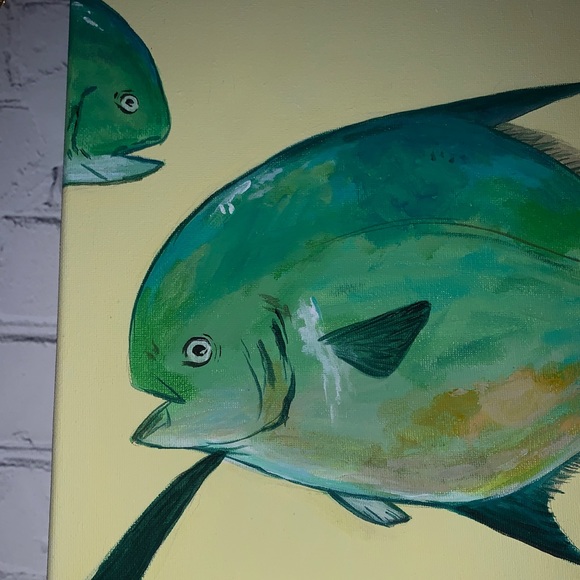 Butterfish Acrylic Painting on 12 x 12 Canvas - Picture 3 of 5